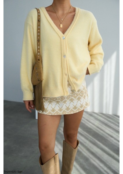 Kadın V Yaka Oversize Yumaşak Rahat Kalıp Kazak modelleri