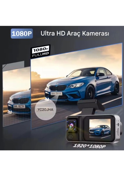 A-98 Wifi Full Hd 3 Kameralı Araç Içi Güvenlik Kamerası + Park Modu Kablosu Ön-Arka-Iç Kayıt,dashcam