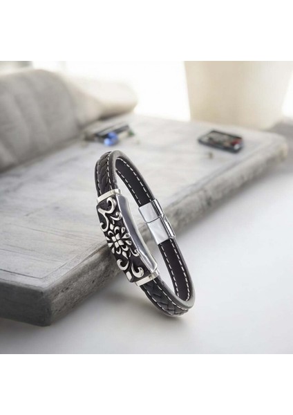 Çelik ve Deri Bileklik 9591B2D21 modelleri