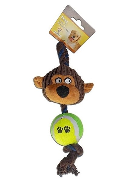 Tenis Toplu Maymun Diş Ipli Köpek Oyuncağı 30 cm - Petshopundan