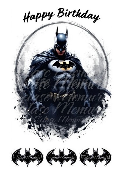 Batman Pasta Süsü - Pasta Resmi ve Baskısı - Batman Doğum Günü Yenilebilir Kağıt Baskı 10