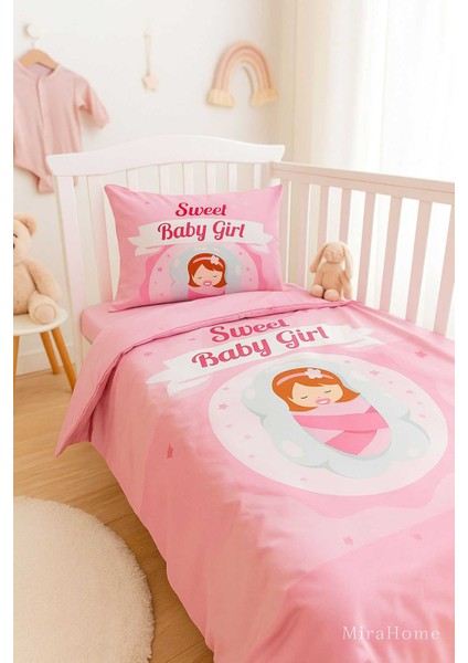 Yenidoğan Kız Bebek Nevresim Takımı &AMP;#37;100 Pamuklu Sweet Baby Girl