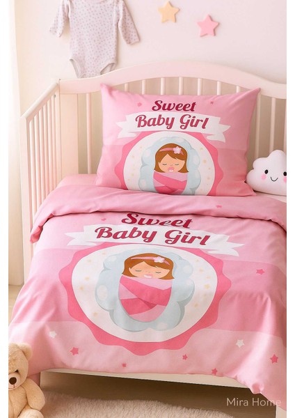 Yenidoğan Kız Bebek Nevresim Takımı &AMP;#37;100 Pamuklu Sweet Baby Girl modelleri