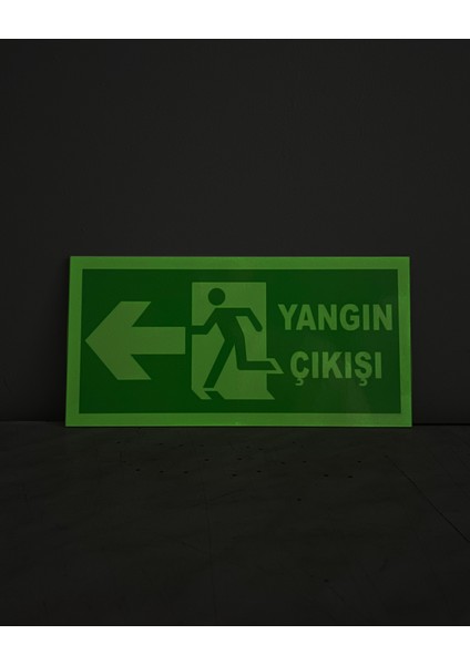 Yangın Çıkış Uyarı Levhası Sol Ok Lümen Folyo Fosforlu 24X12 cm fiyatları