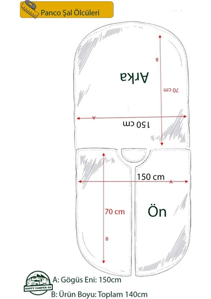 Mavi Bej Siyah Etnik Tasarım Desenli Yünlü Sıcak Tutan Kapüşonlu Unisex Kampçı Panço Kışlık Şal
