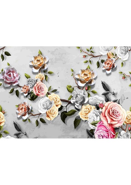 3 Boyutlu Seramik Güller Desenli Silinebilir Sağlıklı Tekstil Duvar Kağıdı modelleri