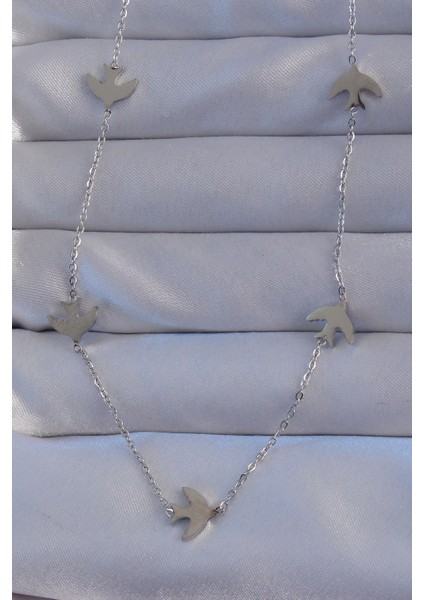 Bfs 316L Çelik Gümüş Renk Kuş Model Kolye