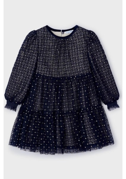 Kız Çocuk 4-9 Yaş Tüllü Elbise 4910 Lacivert