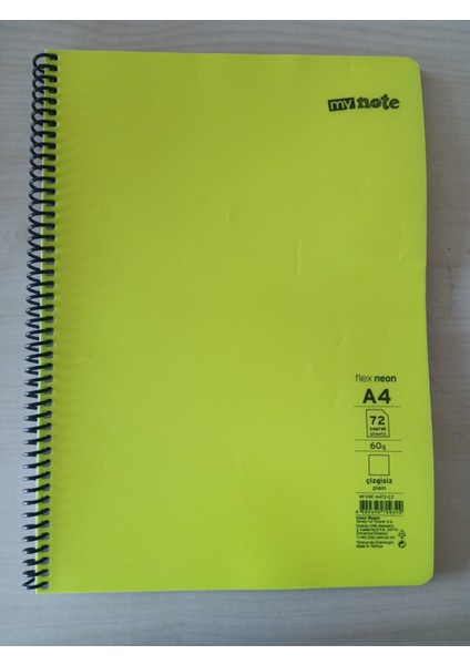 My Note A4 72 Yaprak Çizgisiz Spiralli Büyük Boy Defter – Okul ve Ofis Için Pratik