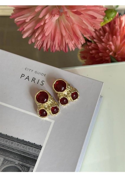 Ieg Taşlı Küpe - Bordo fiyatları