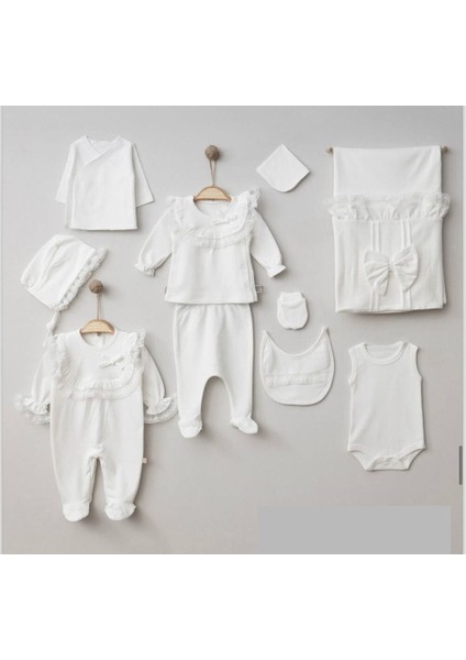 6020P Kız Bebek Jakarlı Dantelli Kutulu 10'lu Hastane Çıkış Seti