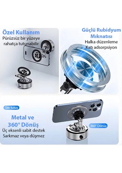 Ally X91 Manyetik Vakumlu Araç Telefon Tutucu Ayna-Cam-Araba Magsafe Araç Tutucu-( - MRS2733-4066 fırsatları