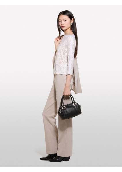 Kayık Yaka Truvakar Kol T-Shirt Kadın Krem T-Shirt - 324A33LZL106O