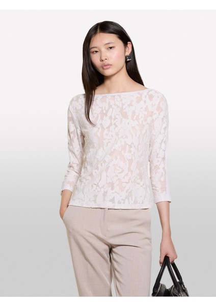 Kayık Yaka Truvakar Kol T-Shirt Kadın Krem T-Shirt - 324A33LZL106O modelleri