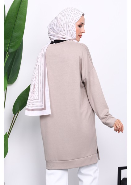 Bej Bisiklet Yaka Modal Tunik fırsatları