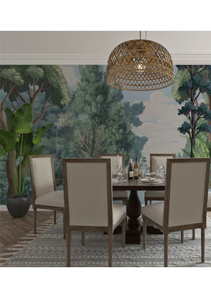 Yeşil Doğa Manzaralı Duvar Kağıdı Isı ve Ses Yalıtımlı Tekstil fiyatları