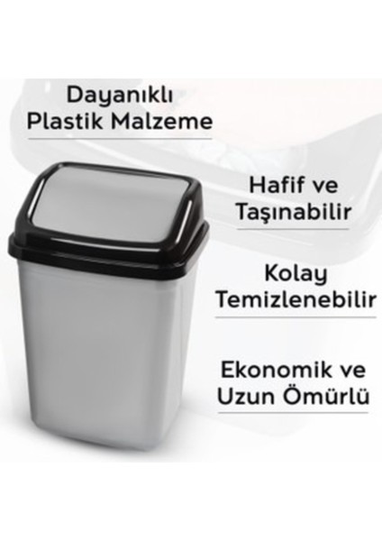 Modern Tasarımlı 5 Litre Gri Çöp Kovası – Kullanımı Kolay modelleri