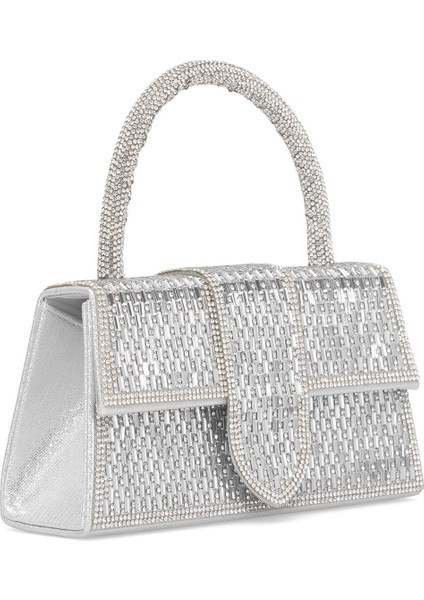 25KC1285 Kadın Taşlı El Abiye Çanta Gümüş fiyatları