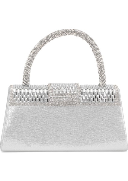 25KC1285 Kadın Taşlı El Abiye Çanta Gümüş modelleri