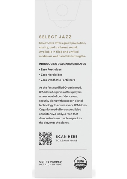 D'addario Woodwinds Organic Select Jazz Tenor Saksafon Kamışı No:3 Soft fiyatları