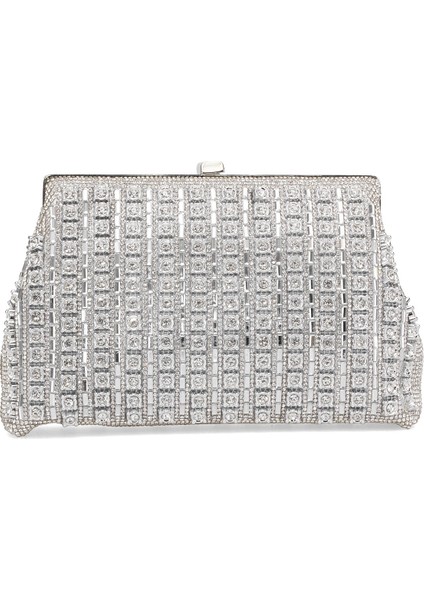 25KC1292 Kadın Taşlı Abiye Çanta Gümüş modelleri