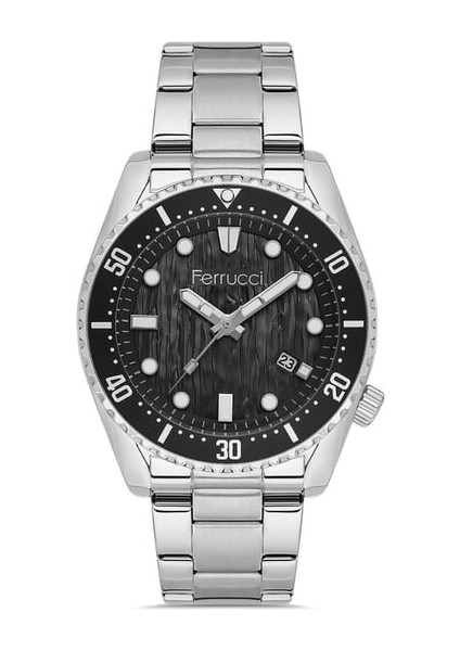 Erkek Kol Saati Gümüş Renk, Takvimli Siyah Kadran - Şık Metal Kordon, 2 Yıl Garantili