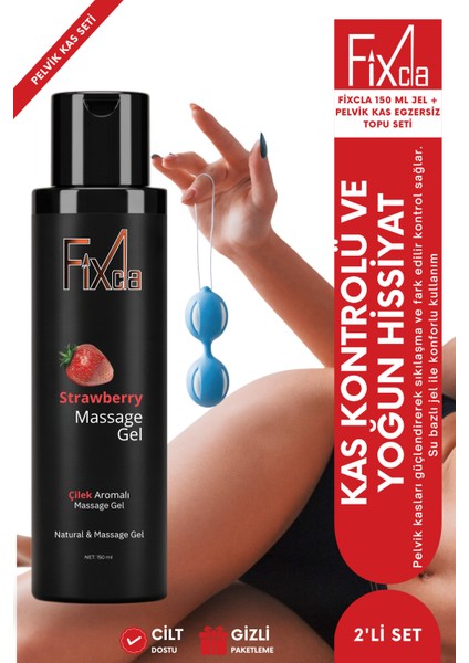 Çilek Aromalı Jel 150 ml + Pelvik Kas Egzersiz Topu Seti – Yoğun His, Sıkılaşma ve Doğal Kayganlık