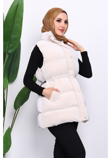 Bej Bel Lastikli Cepli Şişme Yelek