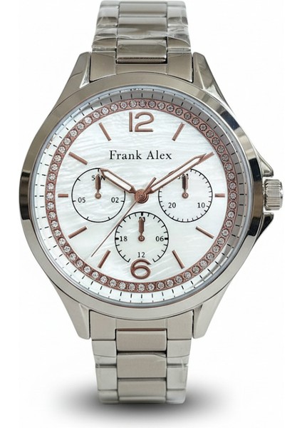 Kadın Kol Saati Gümüş Renk, Taşlı Kadran - Şık Metal Kordon, 2 Yıl Garantili