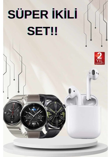 Akıllı Saat ve Kulaklık Seti Dokunmatik Ekran 5.0 Bluetooth Bağlantılı Sesli G - M574K978-R07