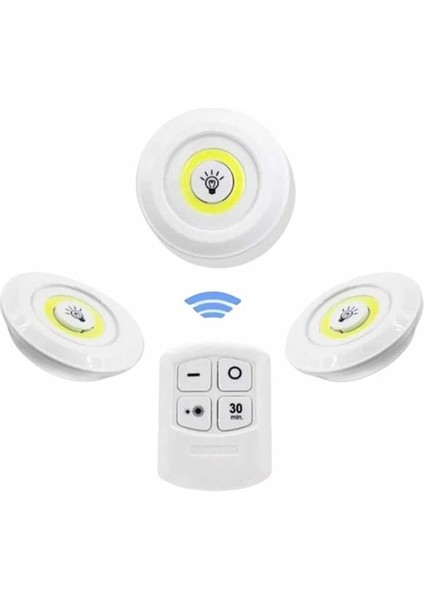 Dolap Işığı Mutfak Rafı Işığı Uzaktan Kumandalı 3 Lü Spot LED Lamba - M758K297-R39758 fırsatları