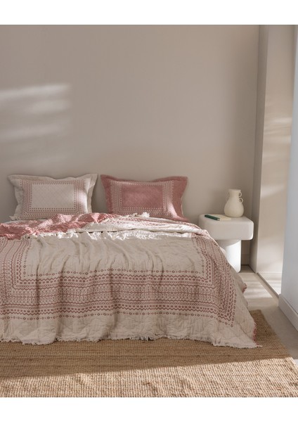 Brice Çift Kişilik %100 Pamuk Yatak Örtüsü - Kırmızı