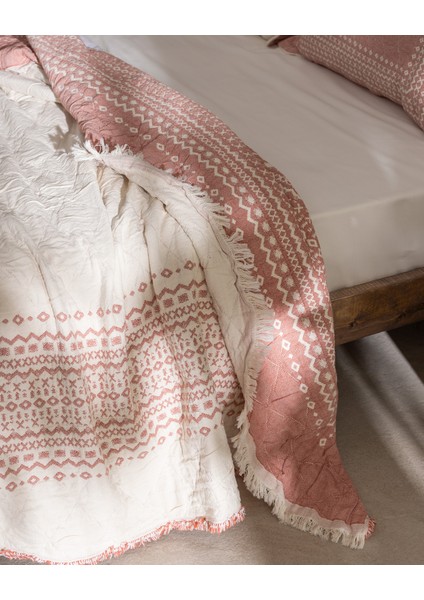 Brice Çift Kişilik %100 Pamuk Yatak Örtüsü - Kırmızı fırsatları