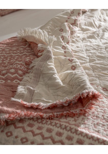 Brice Çift Kişilik %100 Pamuk Yatak Örtüsü - Kırmızı