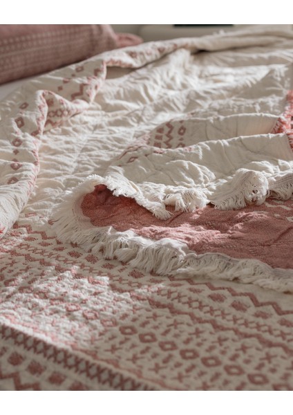 Brice Çift Kişilik %100 Pamuk Yatak Örtüsü - Kırmızı