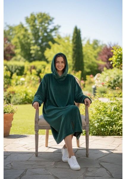 Serona Wellsoft Peluş Kapüşonlu Uzun Panço Yumuşak Dokulu Giyilebilir Tv Battaniyesi | Z.yeşil L/xl fiyatları