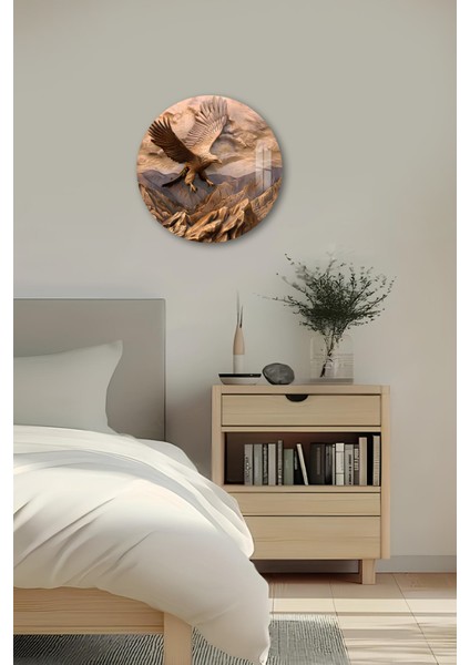 3D Görünümlü Temperli Cam Tablo – Kartal ve Dağ Manzarası Temalı Duvar Süsü Uv Baskı 33X33 CM-CDS065 fırsatları
