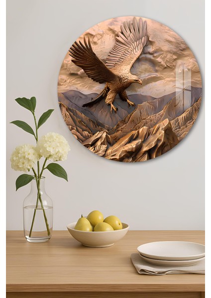 3D Görünümlü Temperli Cam Tablo – Kartal ve Dağ Manzarası Temalı Duvar Süsü Uv Baskı 33X33 CM-CDS065 indirimleri