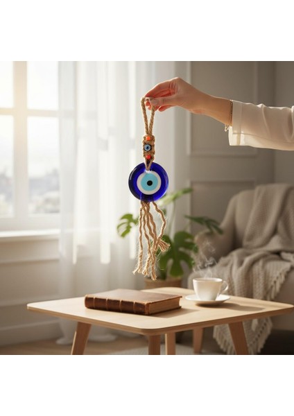 Lüks Makrome Hasır Işlemeli Büyük Nazar Boncuğu Duvar ve Kapı Süsü Dekoratif Ev Ofis Hediyesi Mdl: 2 fiyatları
