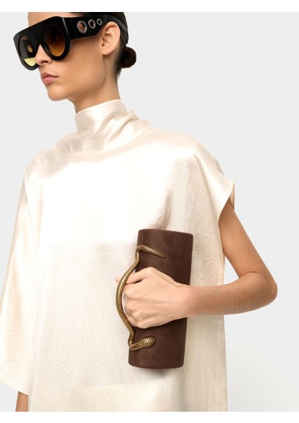 Deri Efektli Silindir Party Çantası fiyatları