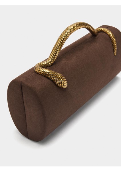 Deri Efektli Silindir Party Çantası modelleri