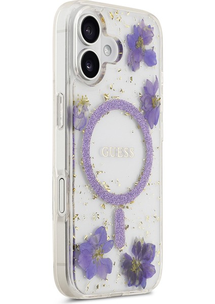 iPhone 17 Uyumlu Kılıf Guess Orjinal Lisanslı M-Safe Özellikli Transparan Resin Flowers Kapak Mor fırsatları