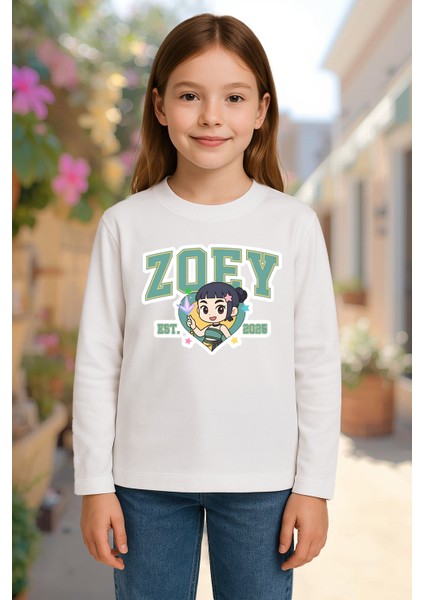 Kpop Demon Hunters Huntrix Zoey Uzun Kollu Baskılı Kız Çocuk Tişört (4-13 Yaş) fiyatları