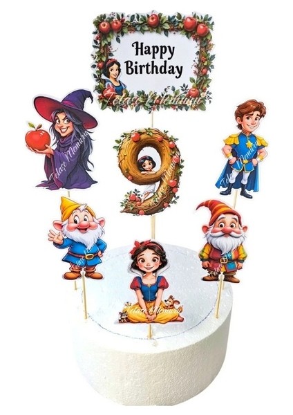 Pamuk Prenses Doğum Günü Konsepti ve Pasta Süsü - 9 Yaş Pamuk Prenses Pasta Süsü ve Doğum Günü