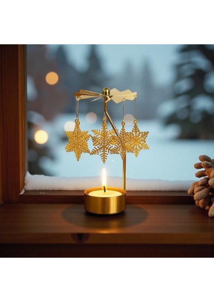 Isı ile Dönen Kar Tanesi Tasarımlı Dekoratif Metal Mumluk & Şamdan fiyatları