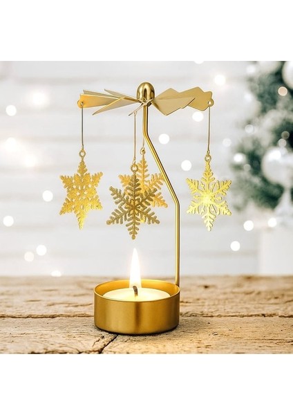 Isı ile Dönen Kar Tanesi Tasarımlı Dekoratif Metal Mumluk & Şamdan modelleri