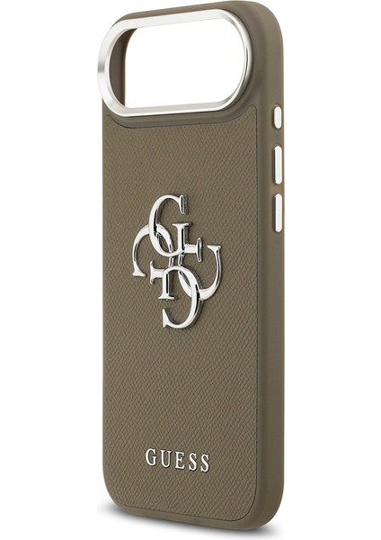iPhone 17 Air Uyumlu Kılıf Guess Orjinal Lisanslı Grained 4g Metal Büyük Logolu Kapak Kahverengi