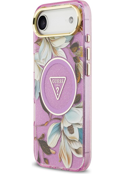 iPhone 17 Air Kılıf Guess Lisanslı M-Safeli Simli Çiçek Desenli Metal Kamera Çerçeveli Kapak Mor fiyatları