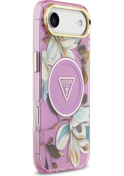 iPhone 17 Air Kılıf Guess Lisanslı M-Safeli Simli Çiçek Desenli Metal Kamera Çerçeveli Kapak Mor fırsatları