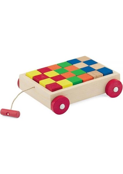 Playwood Ahşap Renkli Küp Bloklu Araba 312